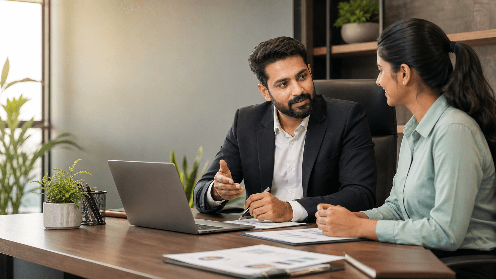 A placement officer guiding a job seeker